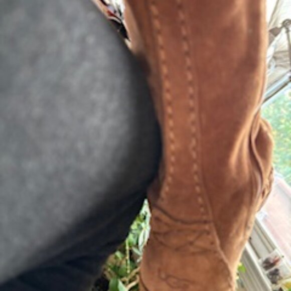 Never Worn Tall UGG Lace up Moccasin Chestnut Brown Leather & Sheep Skin Size7 - Picture 5 of 9